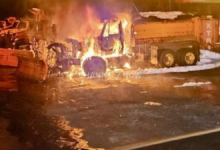Fire Crews Extinguish Blaze After Heavy-Duty Plow Trucks Found Fully Engulfed in Flames