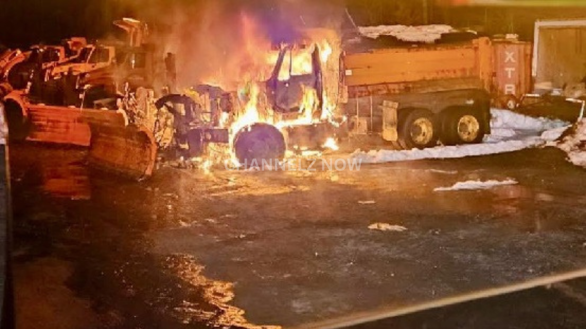 Fire Crews Extinguish Blaze After Heavy-Duty Plow Trucks Found Fully Engulfed in Flames